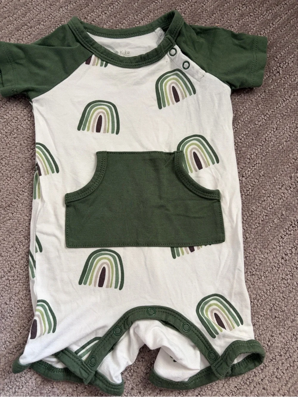 Kyte 3-6M Green Trim Rainbow Pocket Baby Romper